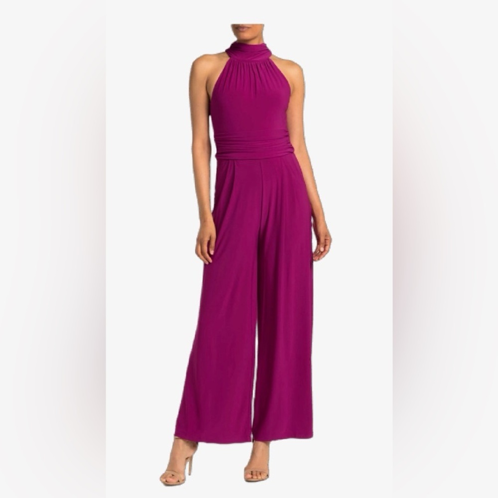 Eliza J High Neck Wide Leg Sleeveless Jumpsuit